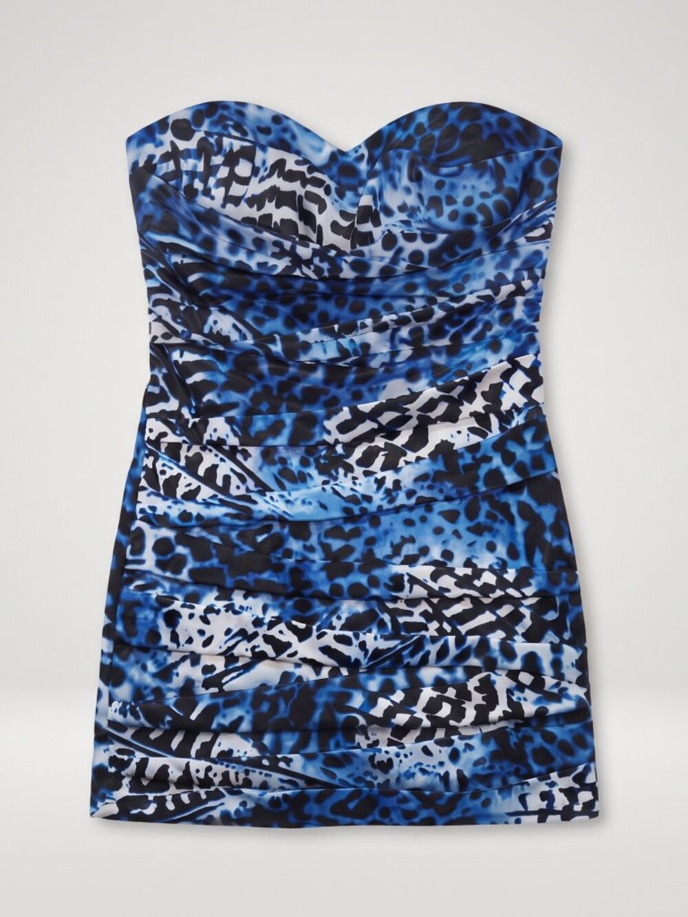 Snap Blue Leopard Print Strapless Bandage Mini Dress Size L Built-In Bra